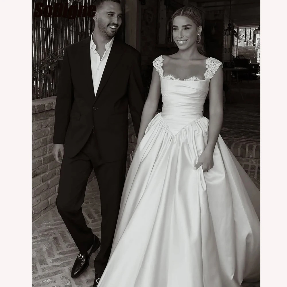 

SoDigne A-line Satin/Lace Wedding Dress Sweetheart Sleeveless Bride Dresses 2026 Bridal Gowns vestidos de novia Customized