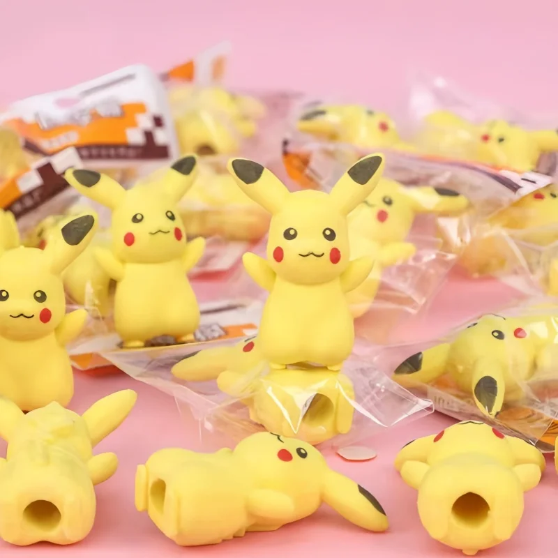 2/4/8/10pcs Eraser Cartoon Anime Figure Pikachu Student School Stationery Supplies For Child Kawaii 3d Erasers Birthday Gift