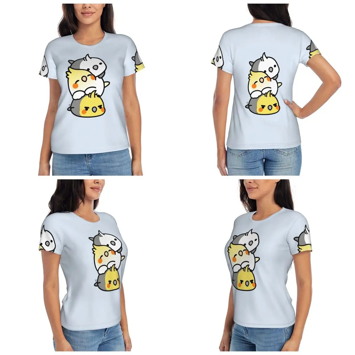 Pet Birds Cute Cockatiel Budgie Parrot T-Shirt for Women Round Neck Streetwear T Shirts Women's Tees Short Summer Clothes Tops