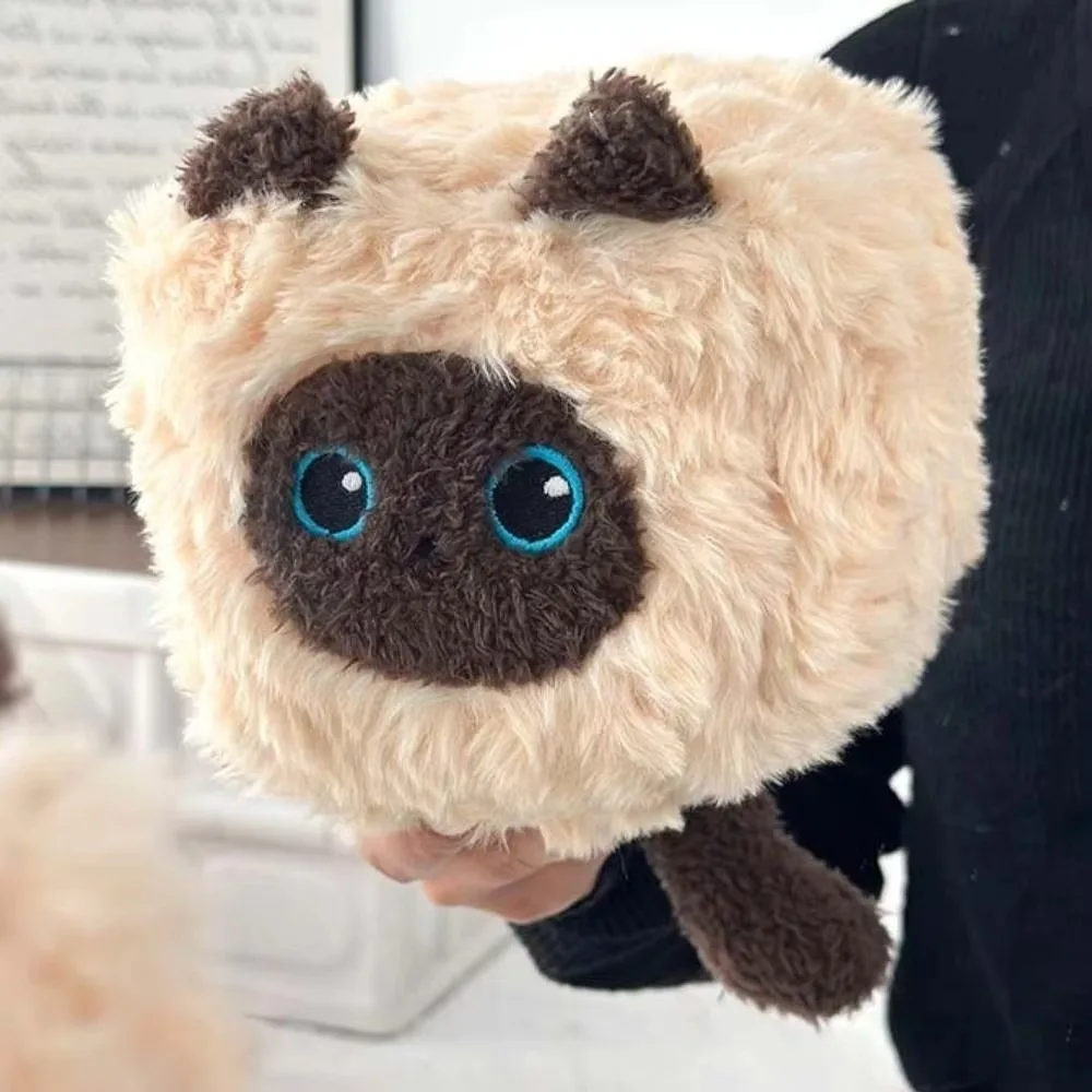 New PP Cotton Siamese Plush Doll Soft Fluffy Square Cat Shape Cube Cat Plush Pillow Bread Series Stuffed Cat Toy Home Decoration