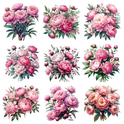 25cm Chinese Peony Flower Iron On Animal Heat Transfer Stickers For Kids Ironing Transfers For Clothing Diy Clothes Appliques