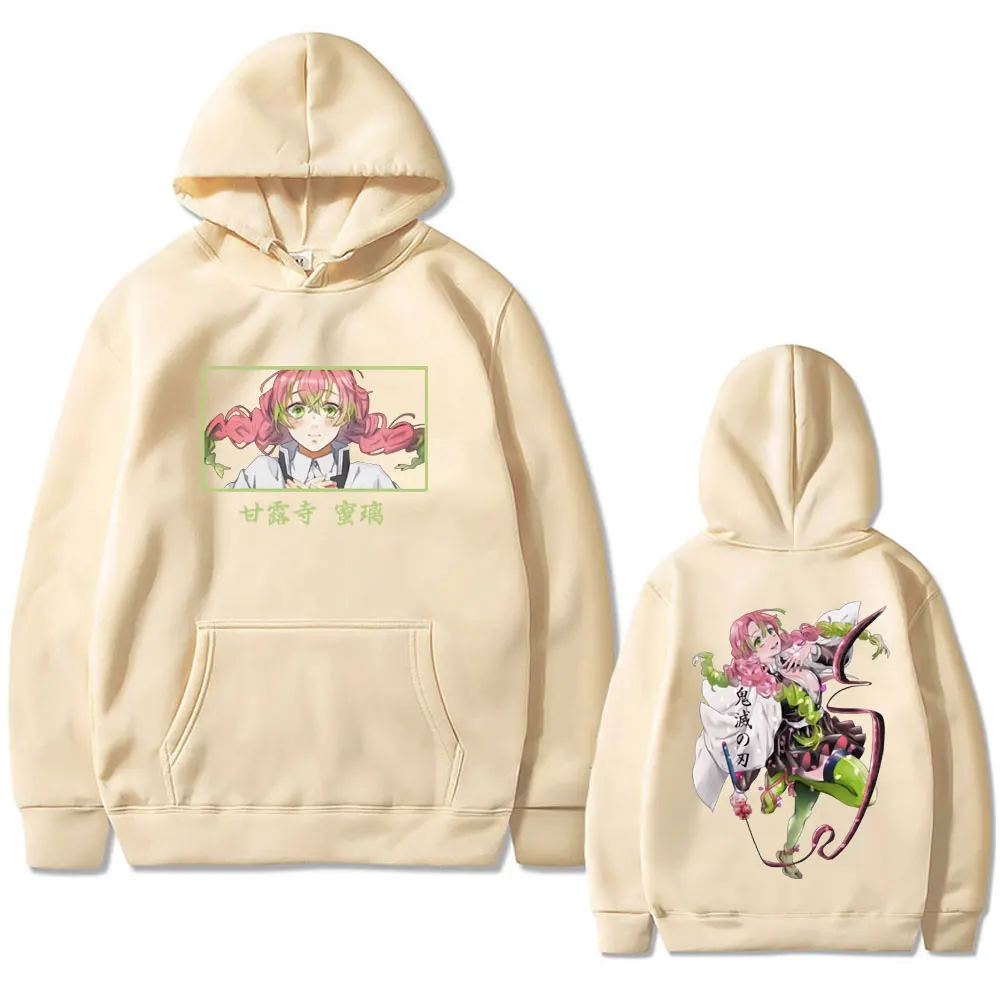 Anime Demon Slayer Kanroji Mitsuri Grafische Hoodie Kimetsu Geen Yaiba Trui Mannen Vrouwen Casual Fleece Katoen Oversized Sweatshirt