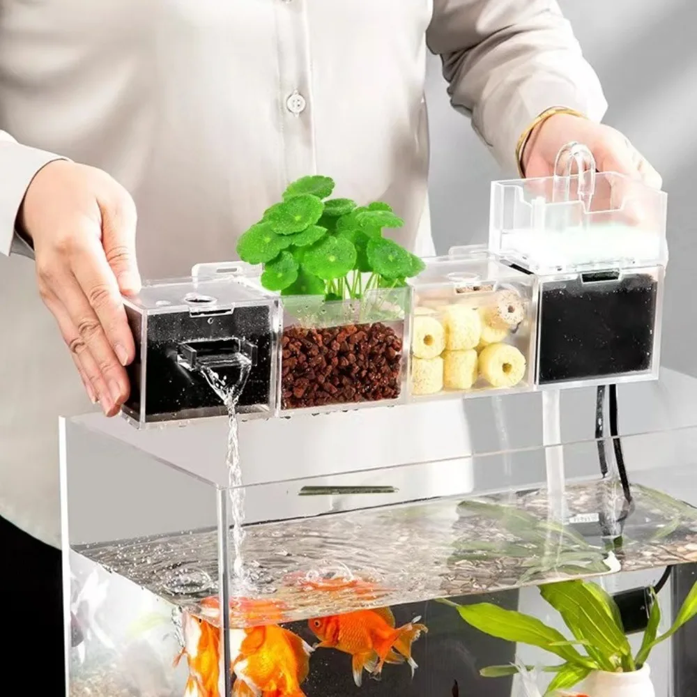 

Three-in-one External Aquarium Filter Plastic Oxygenated Fish Tank Filter Box Built-in Hanging Water Circulation Filter Box