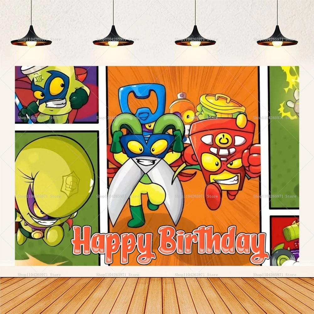 Cartoon SuperZings Photography Backdrop Children Birthday Decoration Backdrop Party Supplies Baby Shower Banner Photo Studio view 6