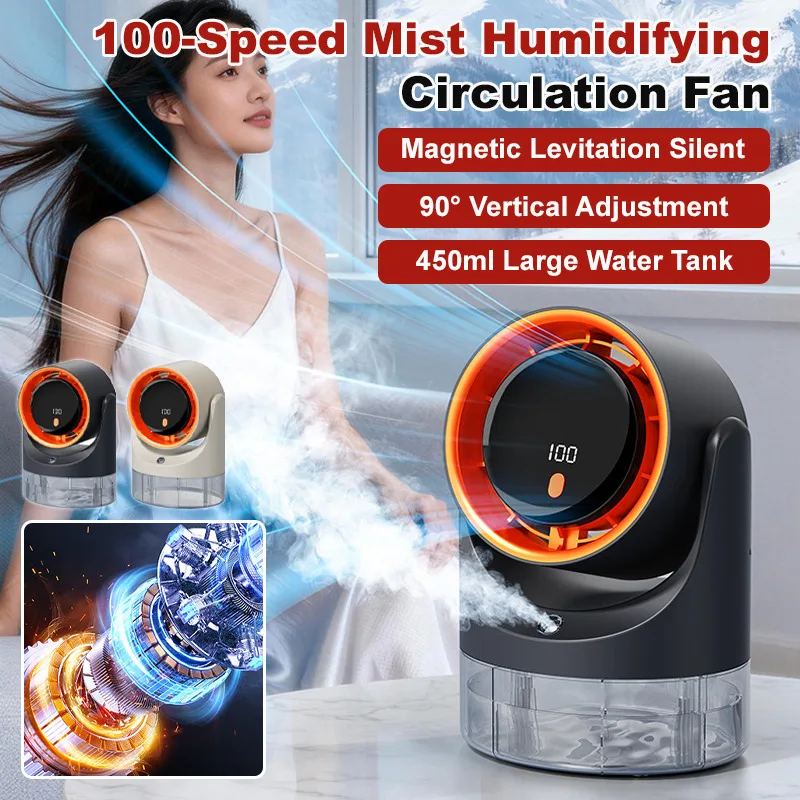 

Вентилятор для увлажнения воздуха в доме и офисе, настольный, с функцией распыления, 100 скоростей, с таймером.