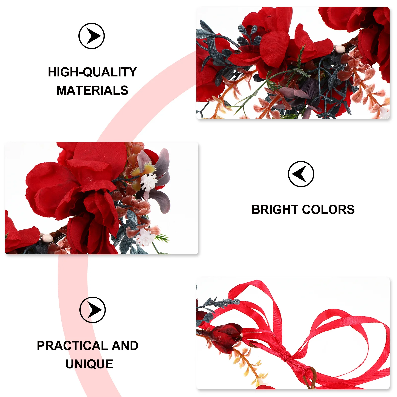 عيد الميلاد جارلاند هيرباند الأزهار إكليل عقال محاكاة زهرة تاج حفلة خوذة عيد الميلاد إكسسوارات الشعر هدايا النساء