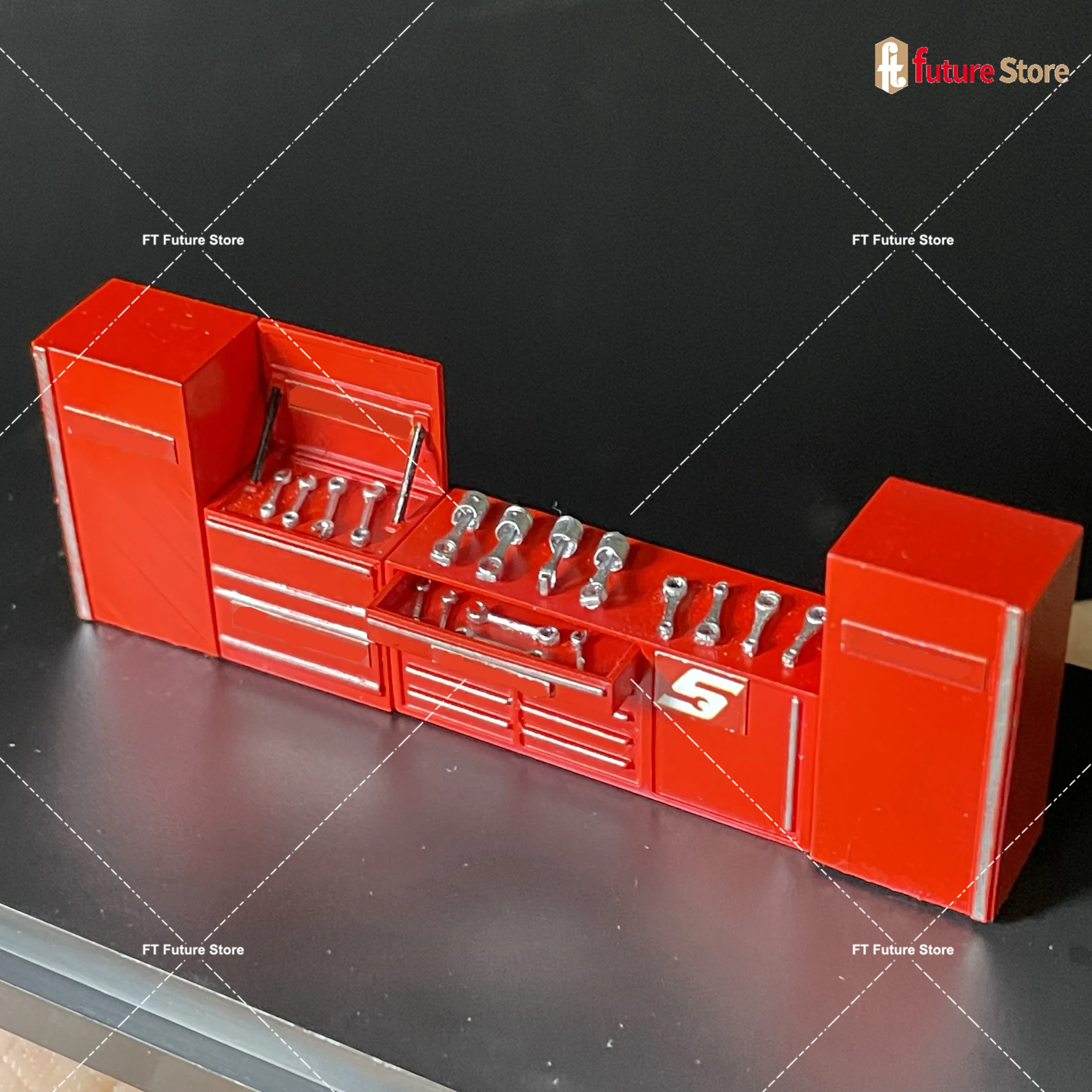 1/64 Garage Workbench Set Red Tool Cabinet Auto Repair Tool Model Scene Accessories Miniature Figures Micro Scene Decor Display