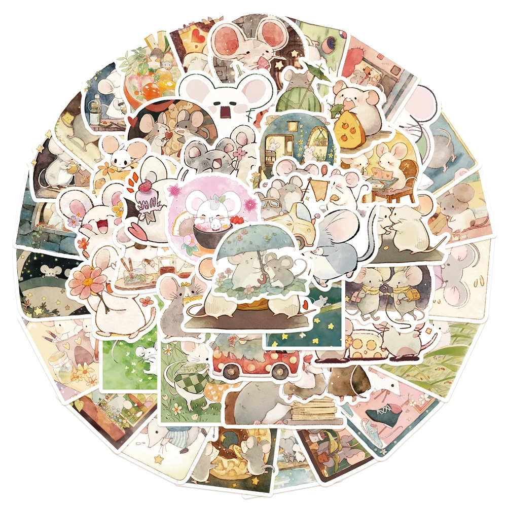 10/30/50pcs Cute Cartoon Little Mouse Animals Stickers Decals for Kid Toy DIY Phone Notebook Suitcase Funny PVC Graffiti Sticker
