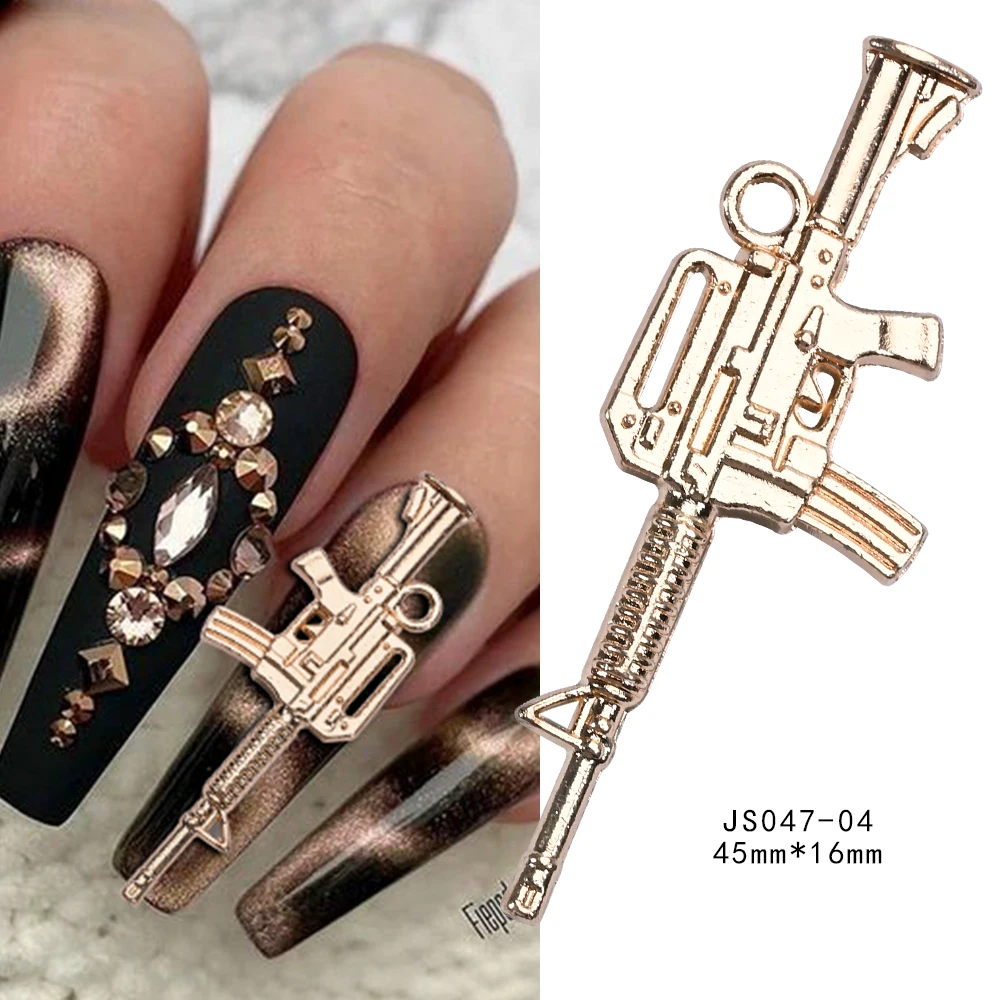 ثلاثية الأبعاد بندقية الوردي الفاخرة سبيكة مسمار السحر 30X11mm برونز الذهب/الفضة بندقية حجر الراين الديكور بريق بندقية مانيكير أجزاء و * &