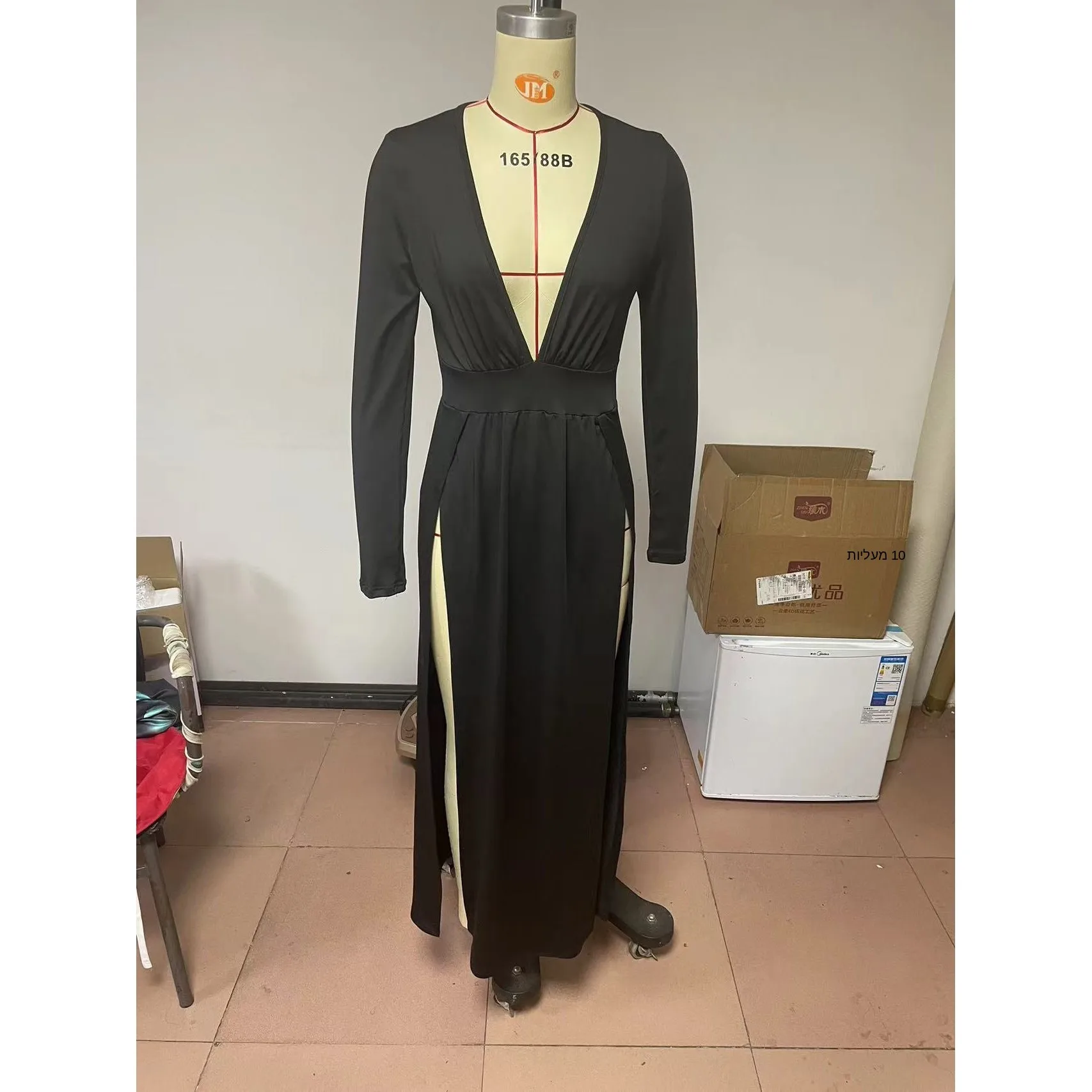 2025 Women's Long Sleeve V-Neck  Color Hollow out Dress Independent Station Ethnic Fashion Stage Costume Spring Collection