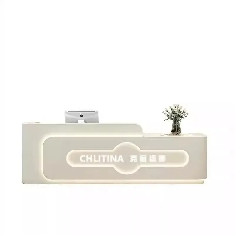 Modern Reception Desk for Beauty Salon Dental Clinic Hairdresser Store Front Counter Checkout Table with Storage