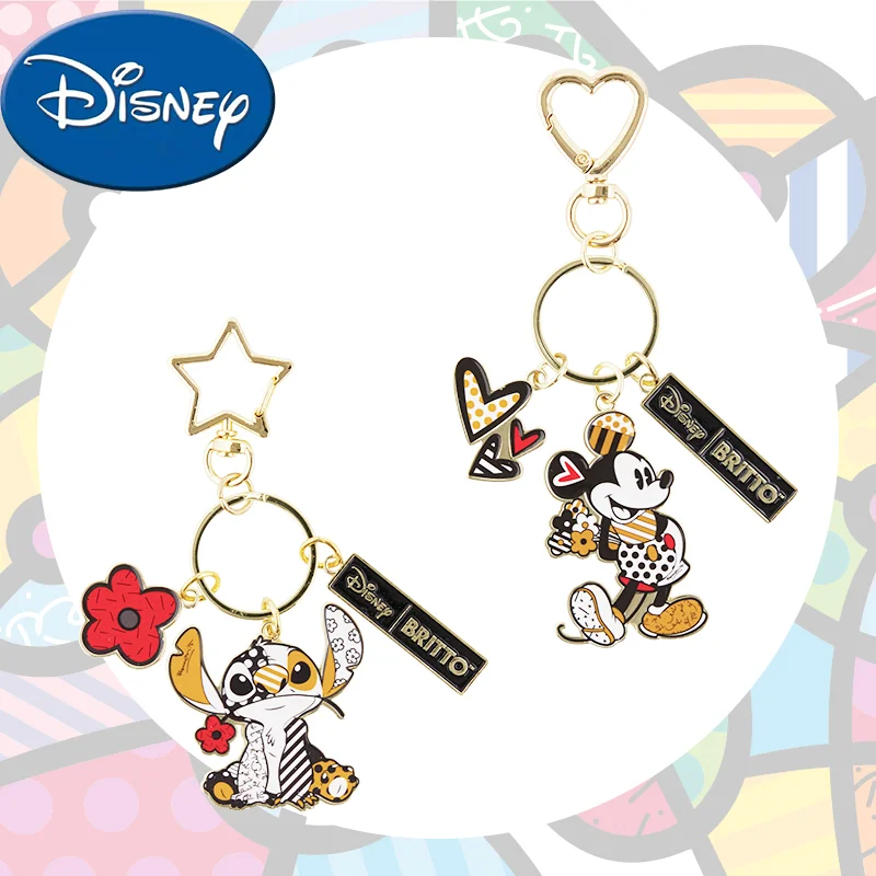 

Брелок для ключей Disney, Микки стежок, мультяшная милая кукла, ювелирные изделия, подвеска в виде машинки черного и золотого цвета, детский подарок на день рождения