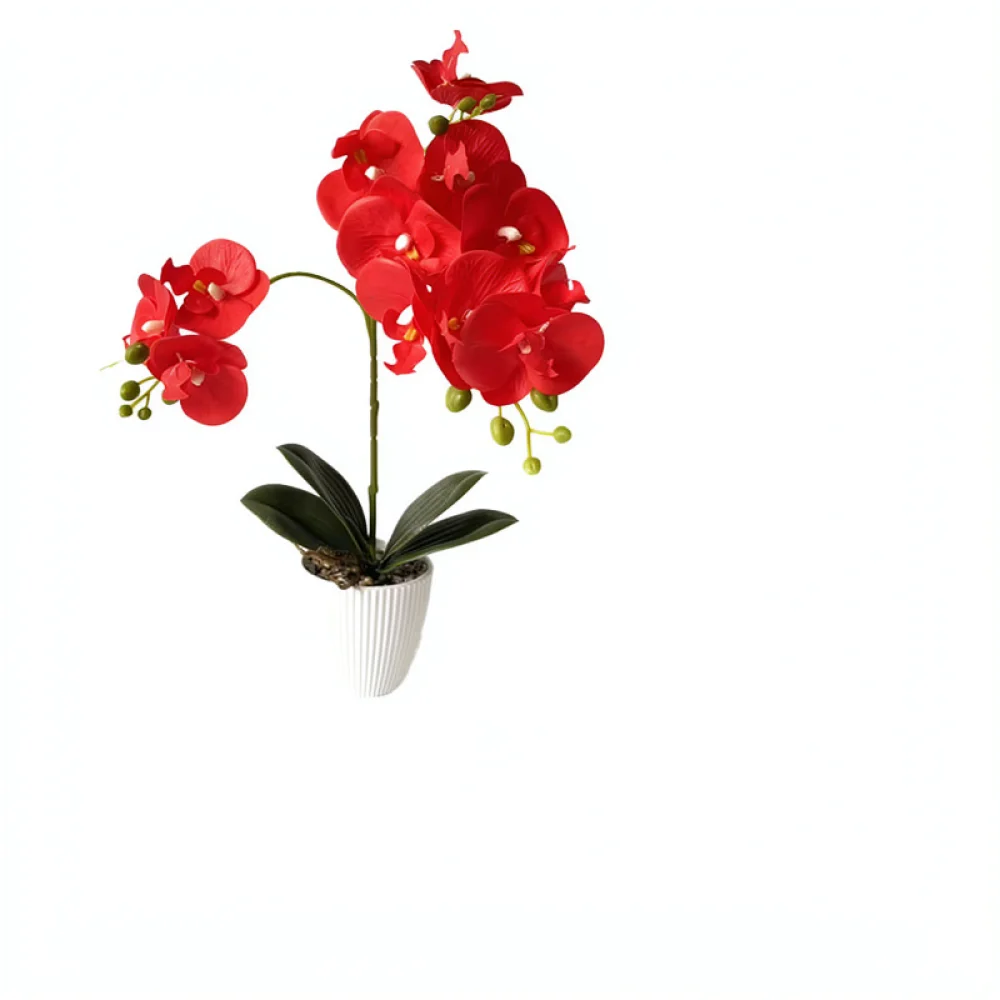 Faux Butterfly Orchid Potted Plant Elegant Floral Ornament Stone Bottom For Dining Table Home Office Interior Decor view 4