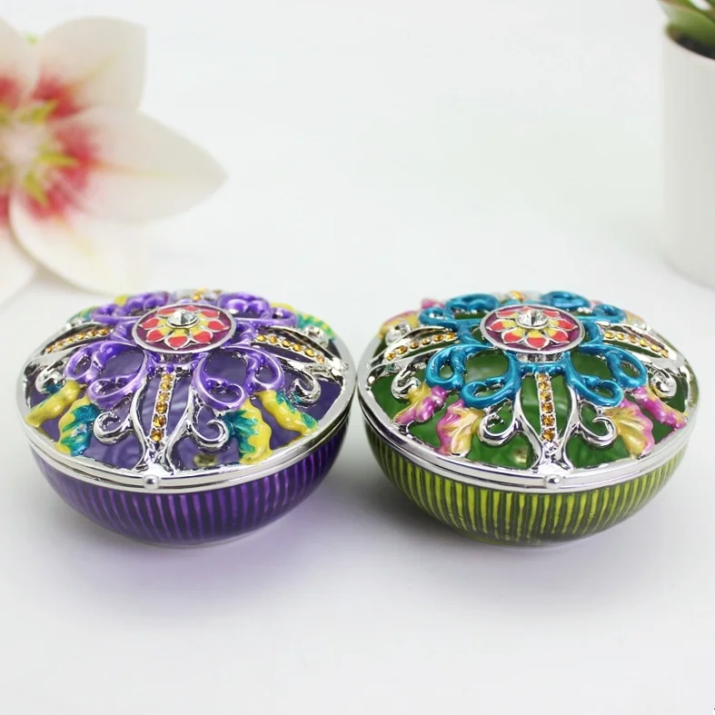 SHINNYGIFTS ดอกไม้กล่องมือวาด Trinket กล่องคริสตัลอัญมณีเคลือบกล่องเครื่องประดับ Figurine สะสม Trinket กล่องเครื่องประดับ