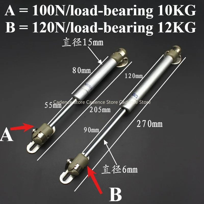 100N /10kg Copper Force Cabinet Door Lift Support Gas Strut Hydraulic Spring Hinge Kitchen Cupboard Hinge Furniture Hardware 2PC