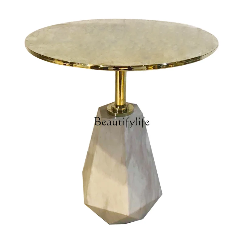

High-end stainless steel coffee table diamond shape base polygonal small side table