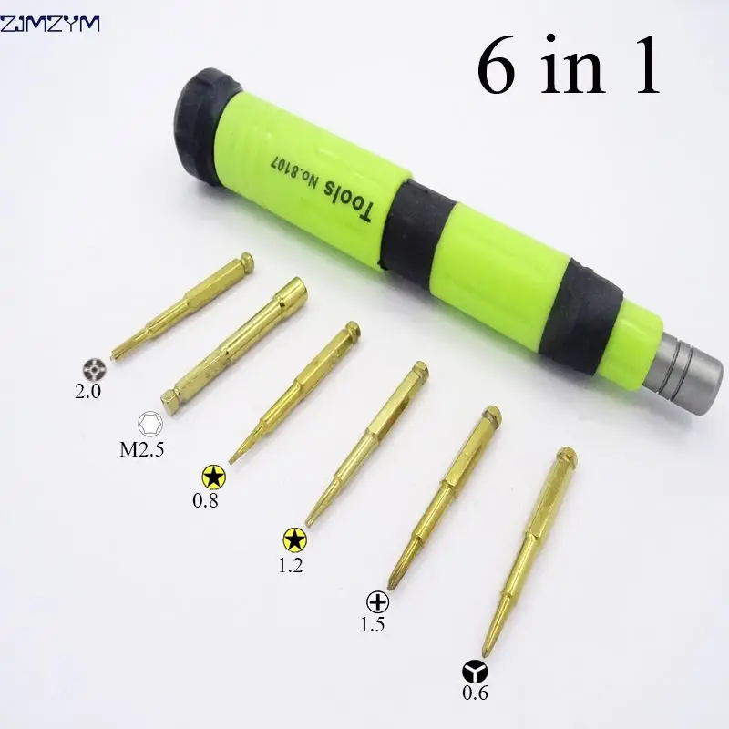 Nuevo juego de destornilladores multifunción 6 en 1, M2.5/0.6Y/0,8/1,2/1,5/2,0 MM, también para desmontar iphone y productos electrónicos