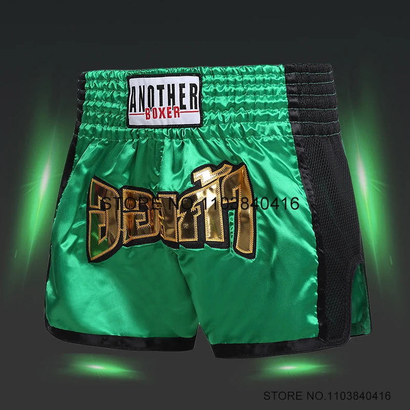 Short Muay Thai Mesh Side Boxing Trunks Men Women Child Breathable Satin Gym Sports Boxeo Shorts MMA Cage Fight Kickboxing Pants