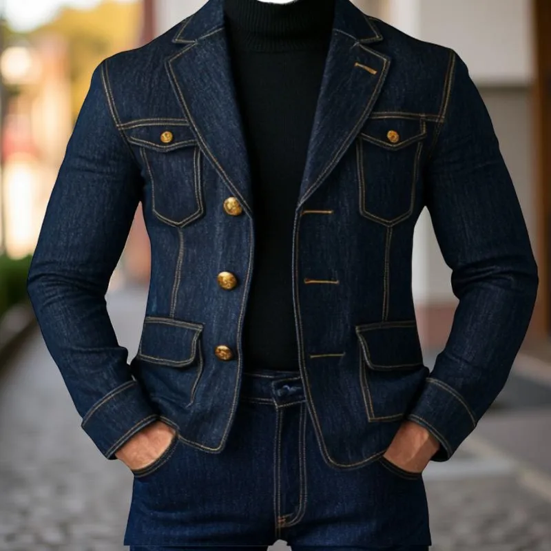 

Мужской костюм Demin: однобортный, для выпускного вечера, модный, на заказ, комплект, повседневный стиль