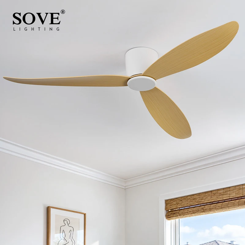 New Products SOVE Modern Ceiling Fan with Remote Control 30W BLDC Motor Simple White Low Floor Ceiling Fans Without Light 220V