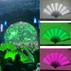 New Arrival Folding LED Fan 13 Inches Glowing Fluorescent Fan Bar Night Club Stage Performance Light Up Fan Classical Dance Fan
