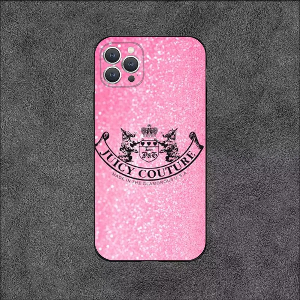 Juicy C-Couture Phone Case For iPhone 16,15,14,13,12,11,Plus,Pro Max,XS,X,XR,SE,Mini,8,7 Soft Silicone Black Cover