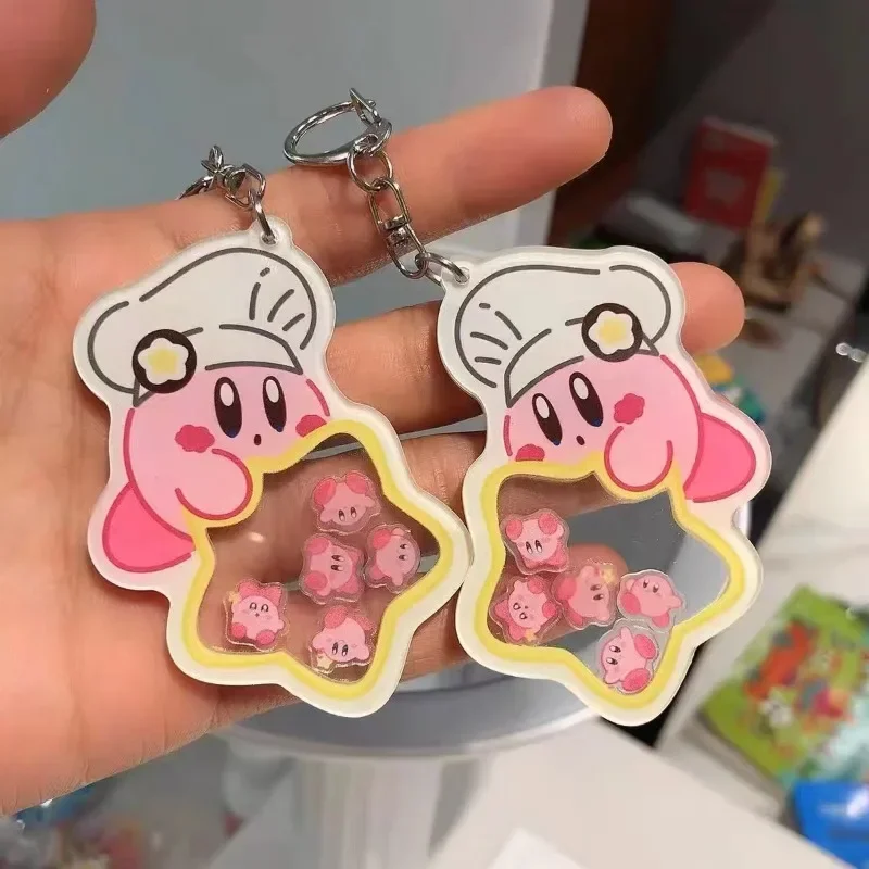 Kirby Anime Keychain Acrylic Women Men Key Chain Cartoon Cute Double Sided Pendant Key Holder Jewelry for Kids Birthday Gifts