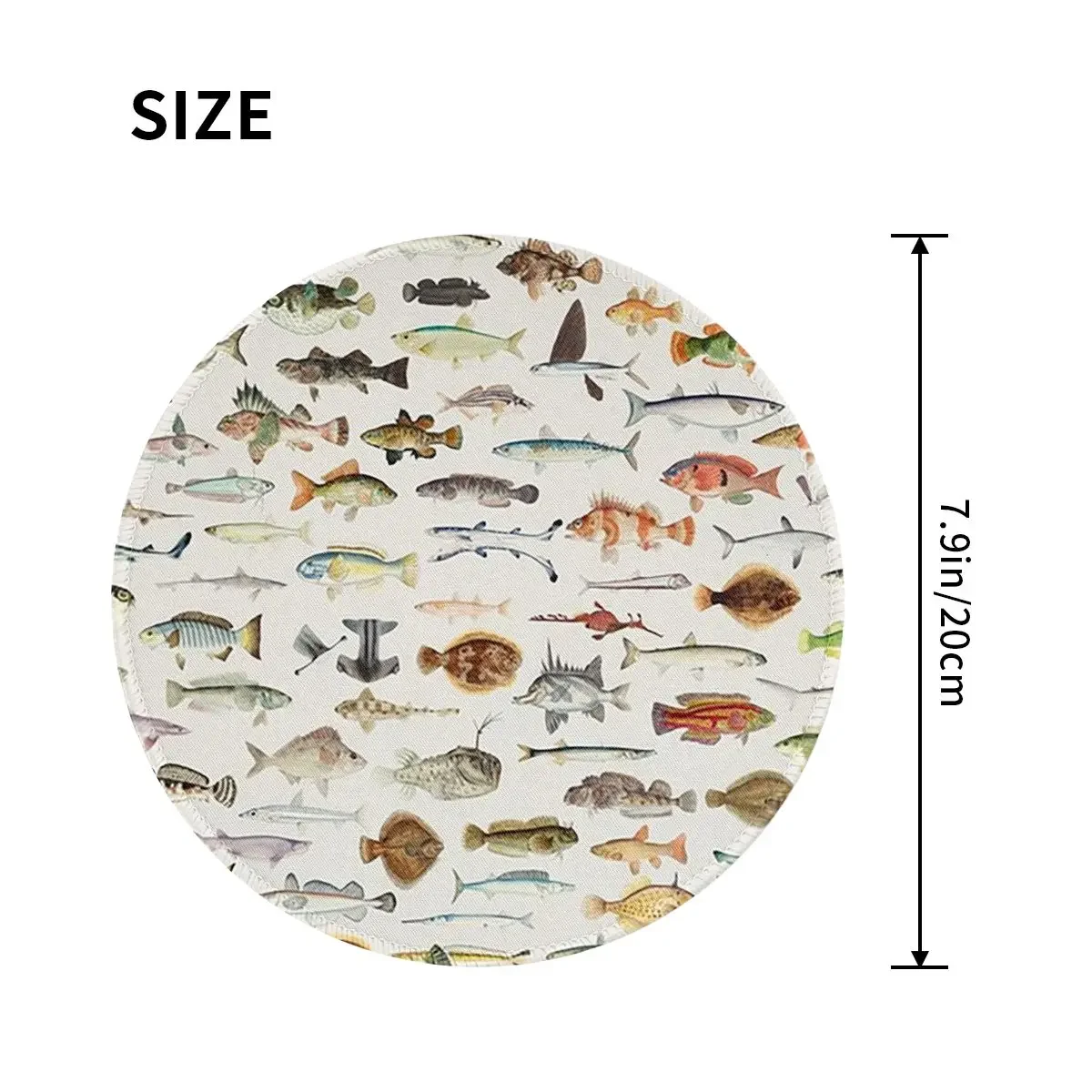 Fish Chart Round Mouse Pad Computer Keyboard Mouse Mat Gamer Laptop Desk Mat Office Table Mats