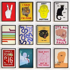 DO NOT Overthink Typography Poster Quotes Wall Art Canvas Painting Posters Prints Mid Century Animal Wall Art for Home Decor