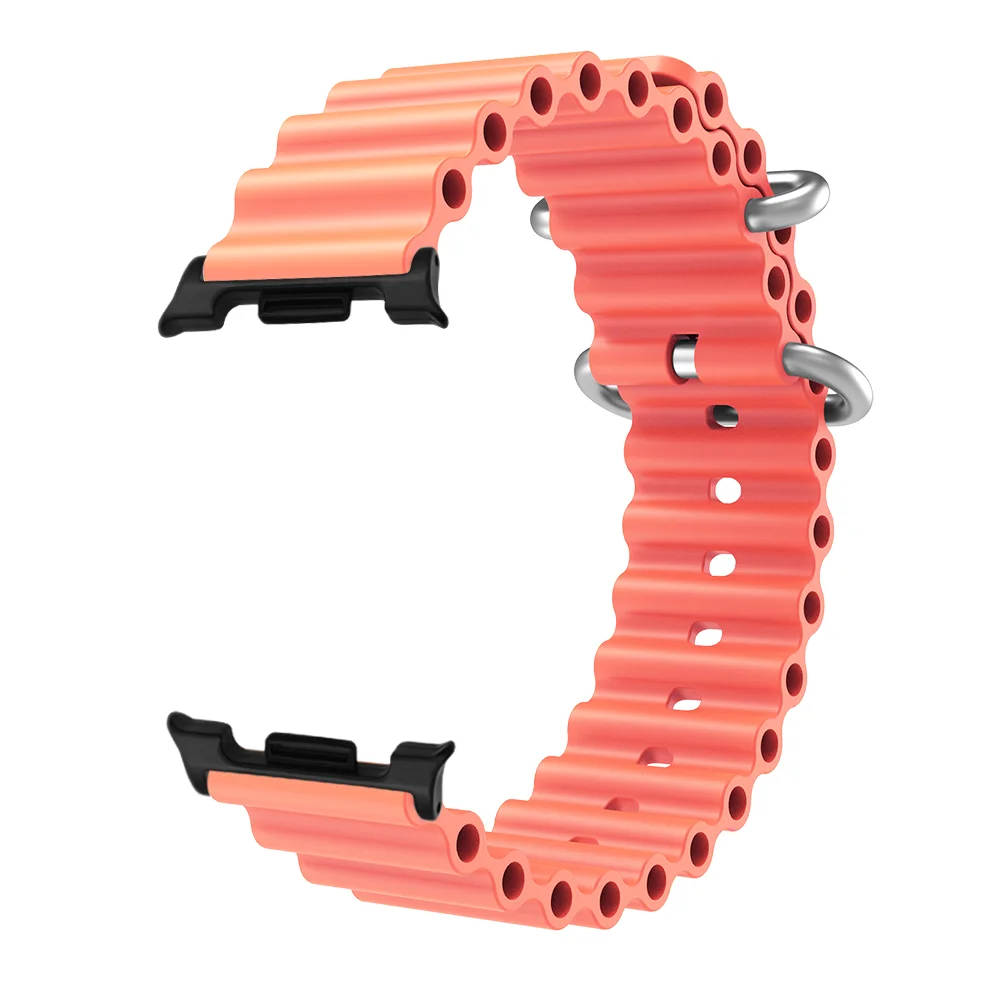 

Ocean Wave Band For Samsung Galaxy Watch 8 44mm/40mm Strap Two Metal Buckle Soft Skin-friendly Silicone Quick Release Sport Band