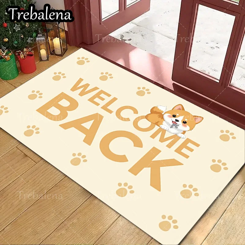 

1pc Welcome Door Mat Welcome Back Dog Paw Print Doormat Home Decor Floor Mat Entrance Rug