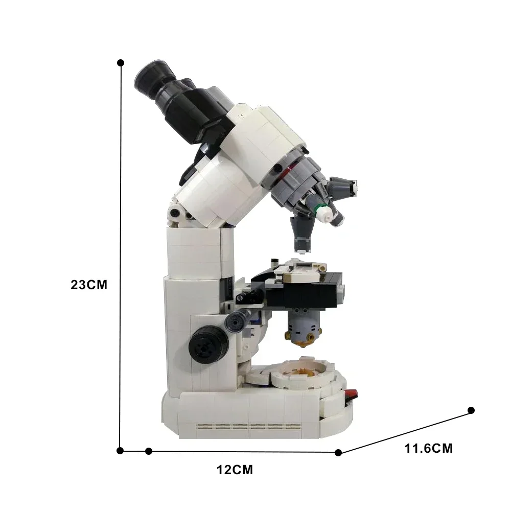 EKbricks MOC Compound Microscope Model Building Block Set Educational Toy Scientific Researches Experimental Microscope For Gift