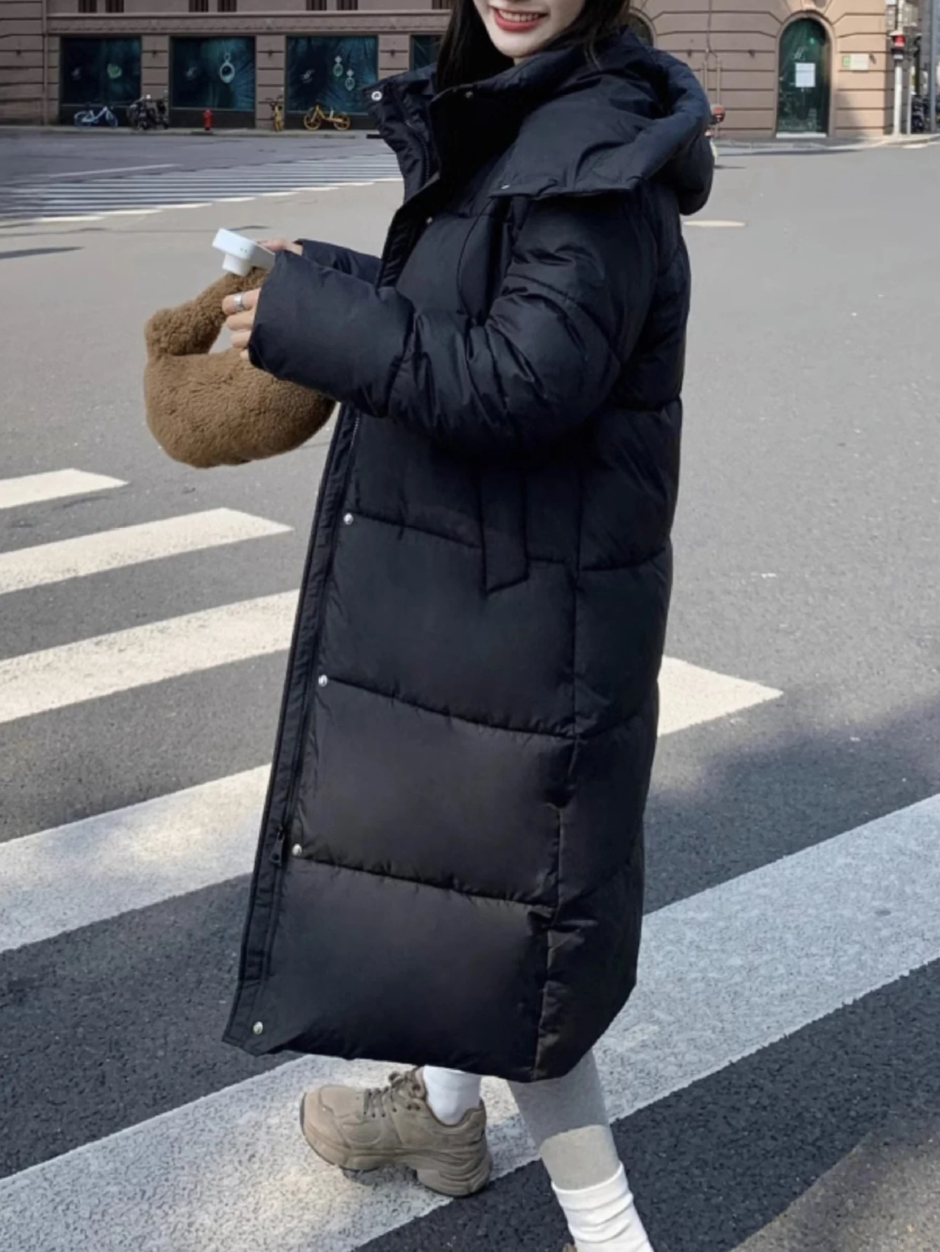 المرأة بساطتها الكورية بلون طويلة الأكمام معطف مقنع الخريف الشتاء نمط غير رسمي موضة الاتجاه سترة قطن