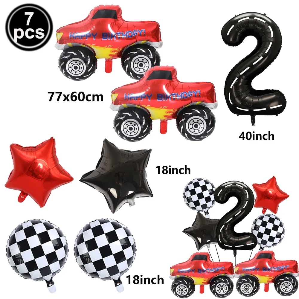 1set Monster Truck Balloons 40inch Number Balloon Set Monster Truck Birthday Balloon Baby Shower Race Car Party Decor Supplies view 6