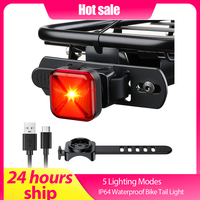 Rechargeable LED IPX64 Warning Tail Light Cycling Bike Rear Lights 5 Lighting Modes For Bicycle Outdoor Bicycle Accessories