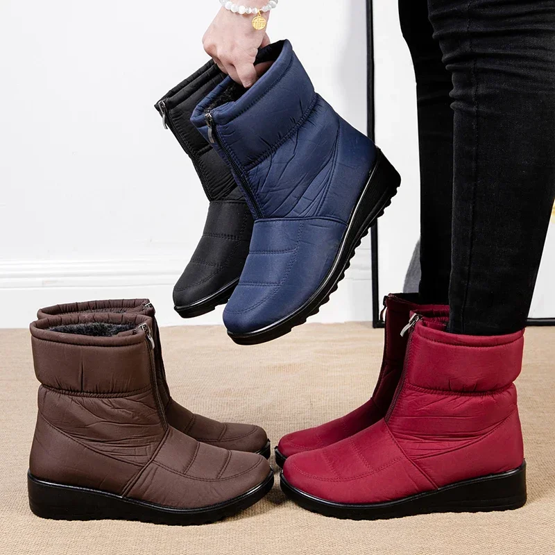 Women Snow Boots Winter Waterproof Shoes for Women Plus Size Thick Short Plush Ankle Boots Woman Wedges Warm Cotton Padded Shoes