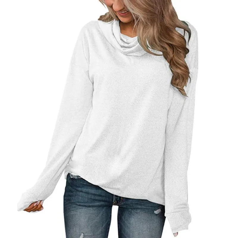 Spring and Autumn Women's Pullover Heap Collar Solid Long Sleeve T-shirt Underlay Fashion Casual Office Lady Elegant Tops