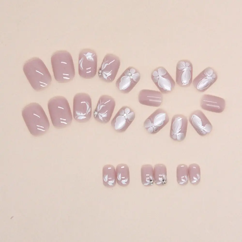 

Fashion Short Round False Nails White French Fake Nails Detachable Full Cover Nail Tips for DIY