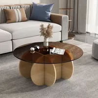 Living Room Home Round Light Luxury High Temperature Resistant Tempered Glass Coffee Table Creative Stable Sofa Coffee Table