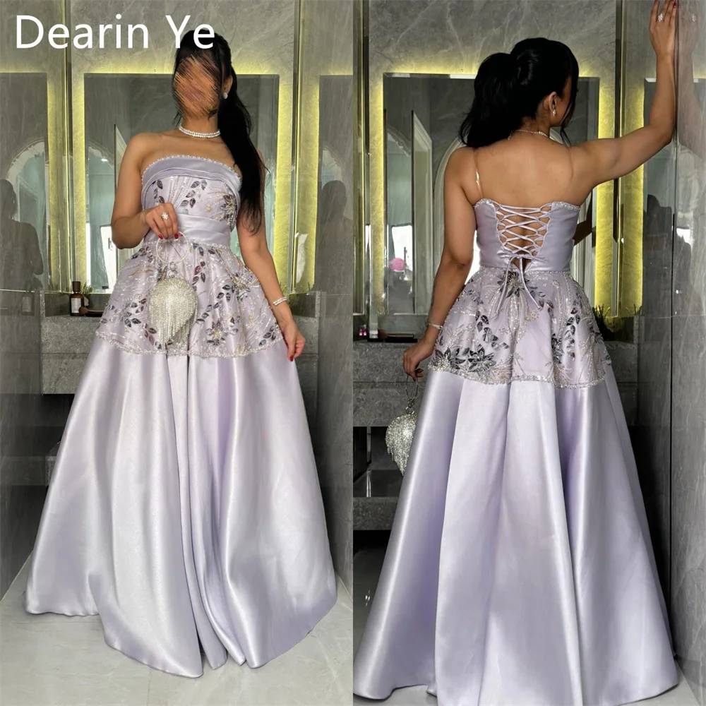 Customized Formal Dress Dearin Spaghetti Strap A-line Floor Length Skirts Draped Applique Print Sleeveless Bespoke Occasion Dres