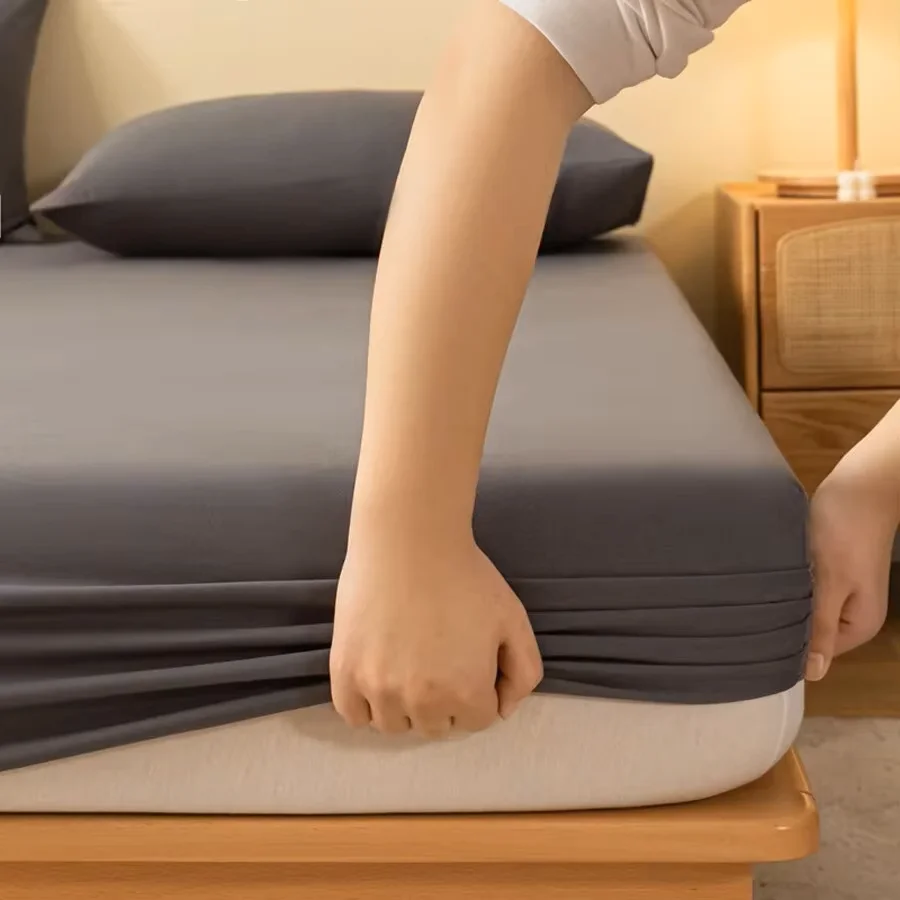 ملاءة مصقولة مع جيب عميق (بدون كيس وسادة)، واقي مرتبة سرير ناعم ومريح، لغرفة النوم وغرفة الضيوف