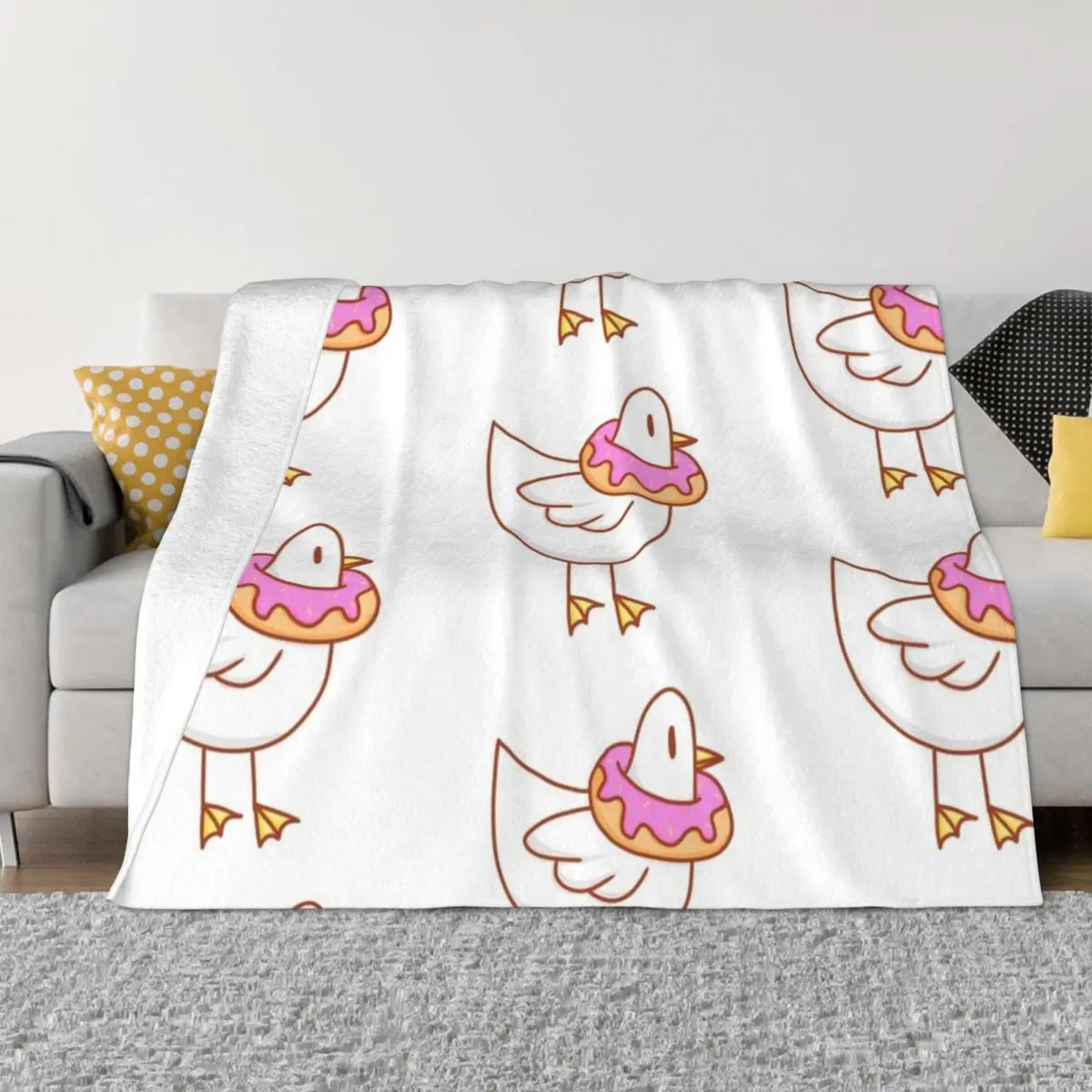 

Duck In Donut Throw Blanket Shaggy Blanket Designer Blankets Polar blanket Fluffy Soft Blankets