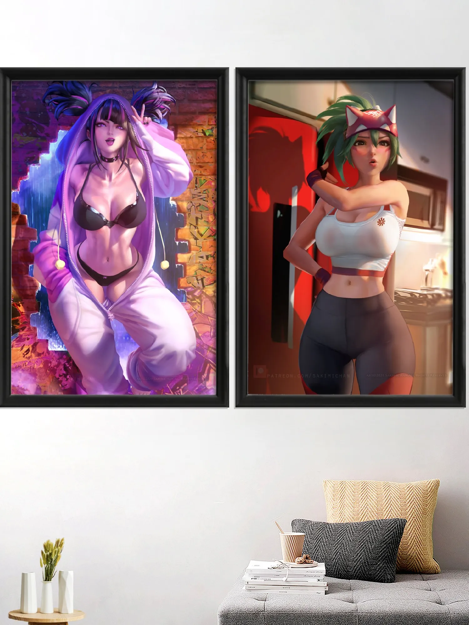 Anime Art-Poster Silk Wall Picture, Custom Decor, Decoration for Living Room, Sexy Nude Girl Game, Fiona Elsa, Juri