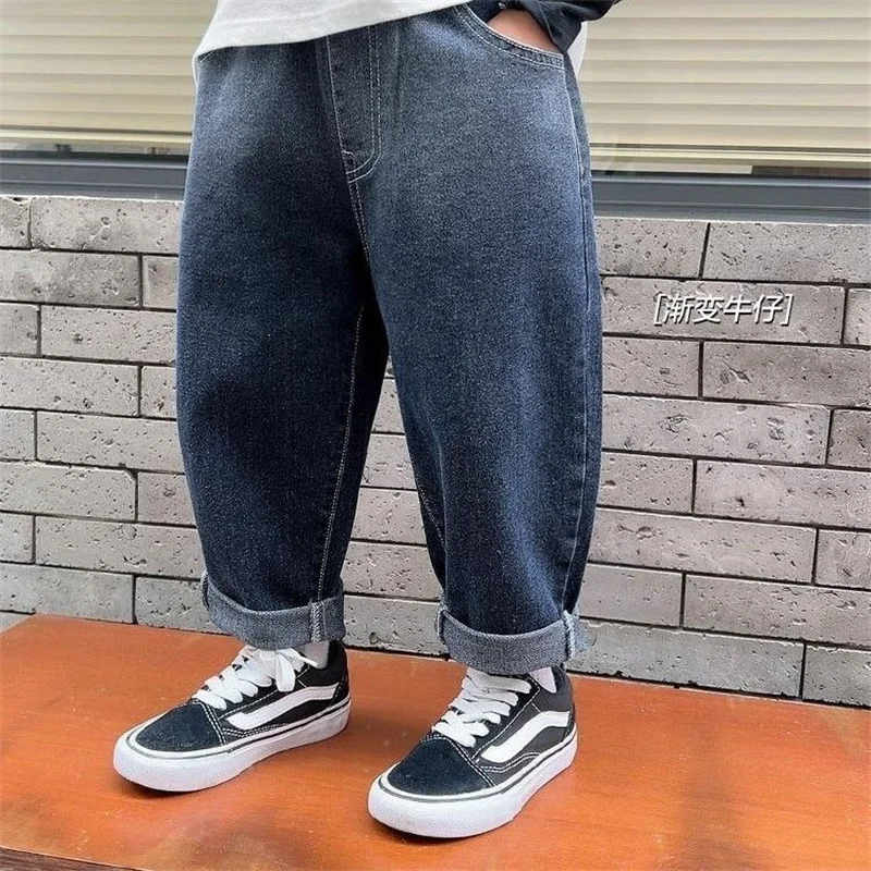 Pantaloni larghi per ragazzi Jeans primaverili per bambini Tendenza autunnale per bambini Pantaloni a gamba larga Nuovi bambini Fashiom Denim Abbigliamento casual per bambini