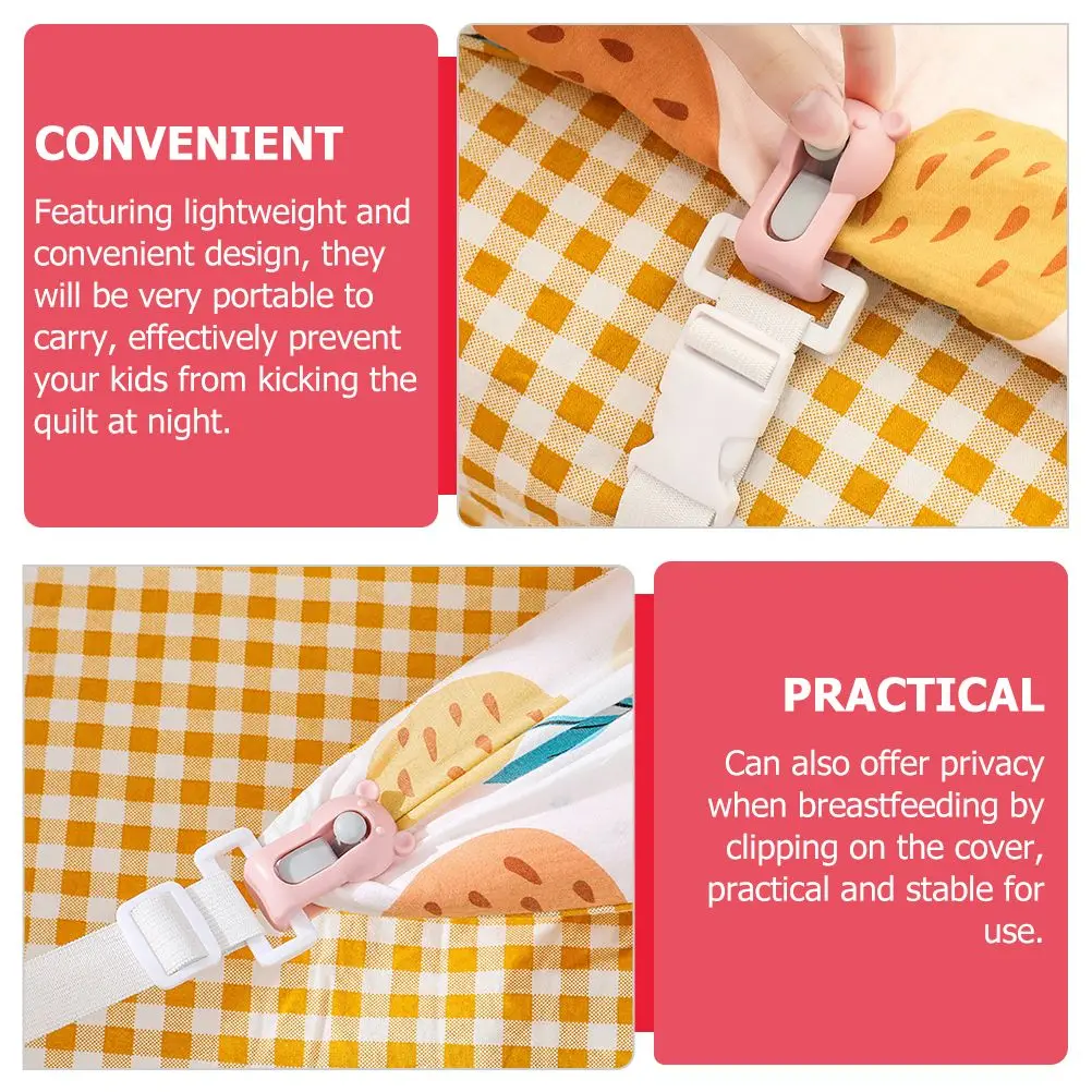 

4 Pcs Quilt Holder Bed Clip Straps Clamp Fixers Duvet Anti Movement Clips Baby Sheet Fasteners Grippers Portable Practical