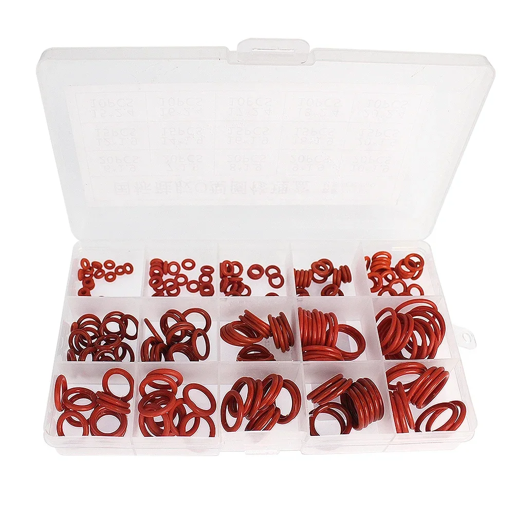 

225PCS O Rings Rubber Silicone O Ring Seal NBR VMQ FKM Sealing O-rings Nitrile Washer Rubber Oring Set Assortment Kit Box Ring