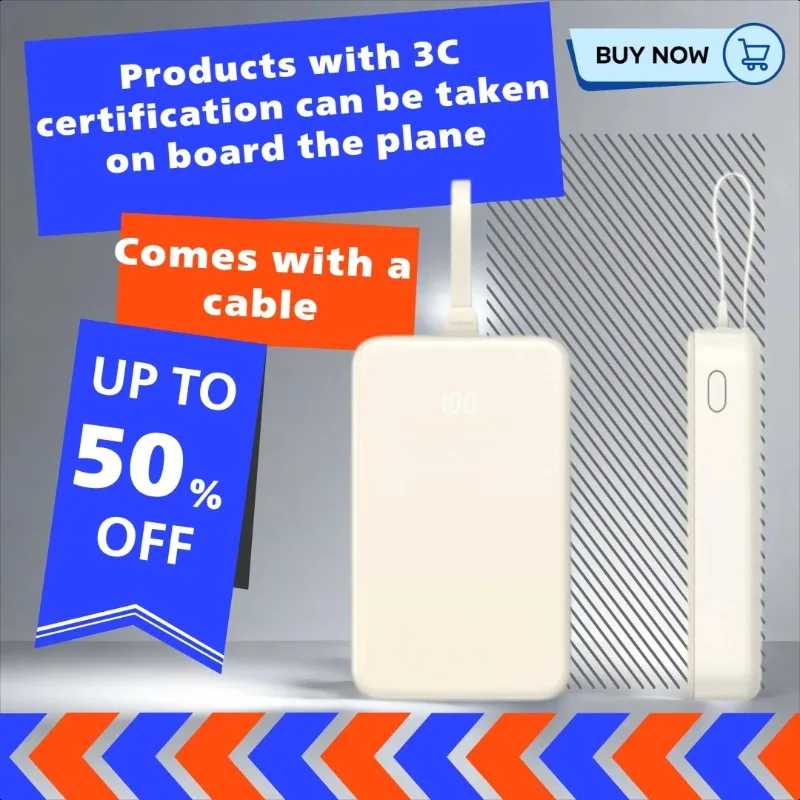 

20000mAh Large - Capacity Power Bank with Built - in Cable and Fast - Charging Function For Apple For Xiaomi