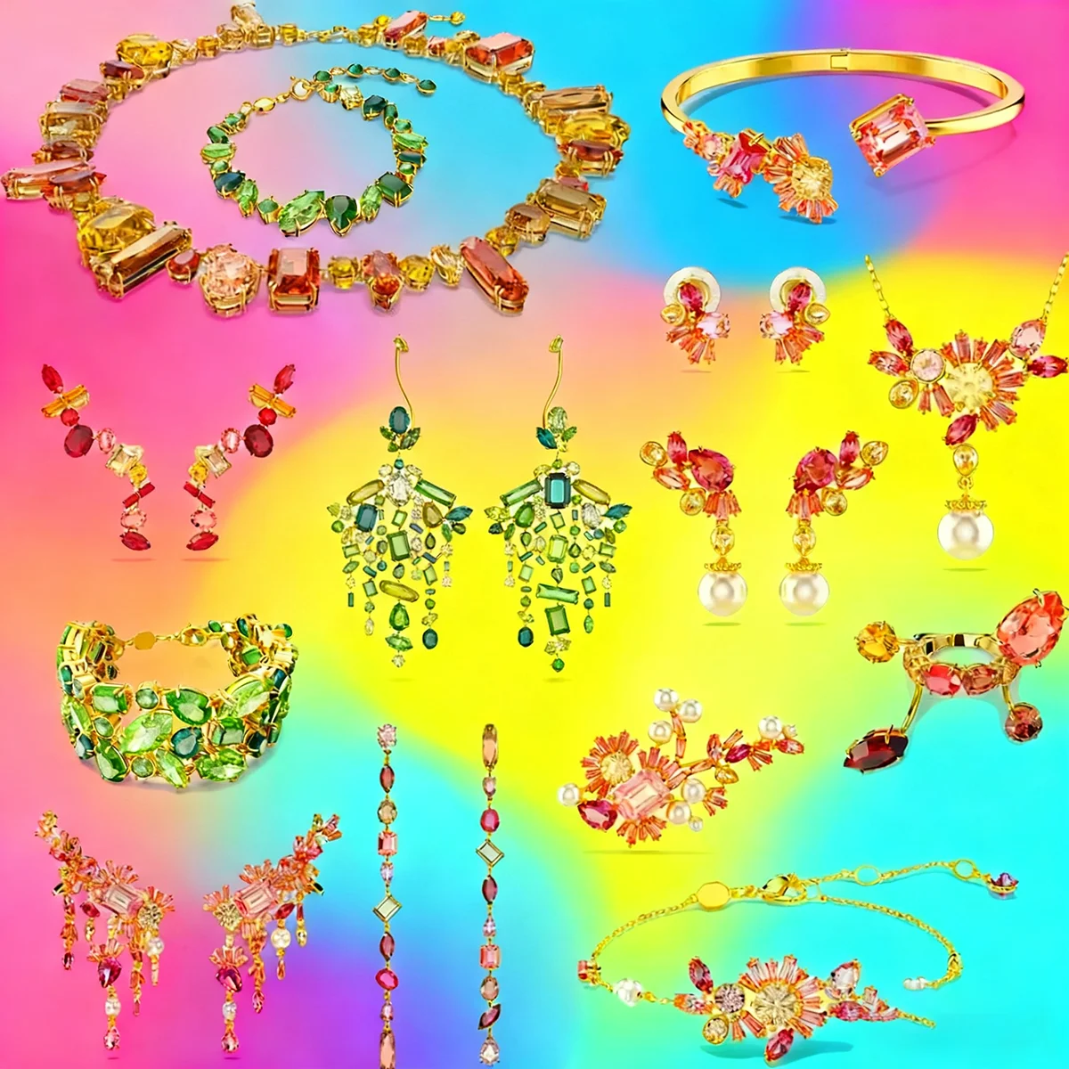 

Оригинальные подвески, новый зеленый кристалл, конфеты, ожерелье, серьги, комплект ювелирных изделий для женщин, цветочный браслет, романтический подарок, ювелирные изделия