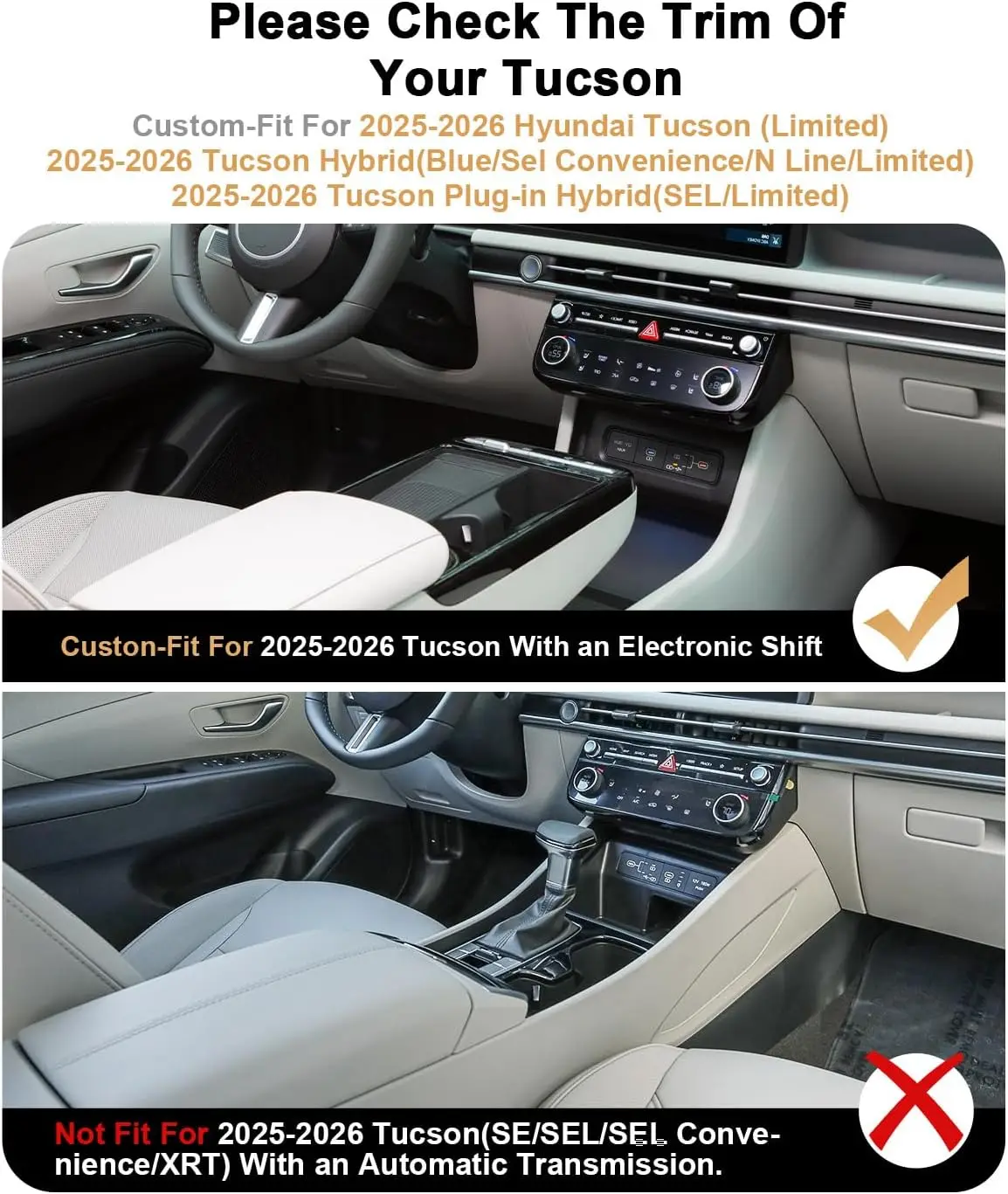 Für Hyundai 2025 2026 Tucson Limited/Hybrid Mittelkonsolen-Organizer für 2025 2026 Konsolenablage Zubehör Untere Konsole – Detail 2