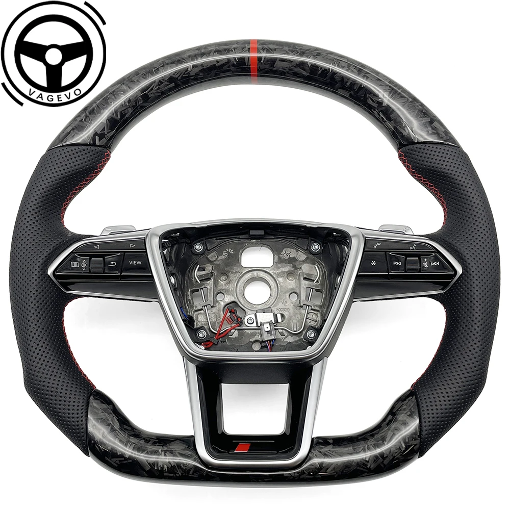 For Audi A6 C8 forged carbon fiber steering wheel with heating, optional paddles and multifunction buttons, Car Accessories